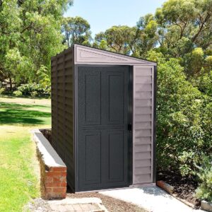 Duramax SideMate 4x8ft Plus Plastic Shed with Foundation Kit - Anthracite and Adobe 15 Years Warranty
